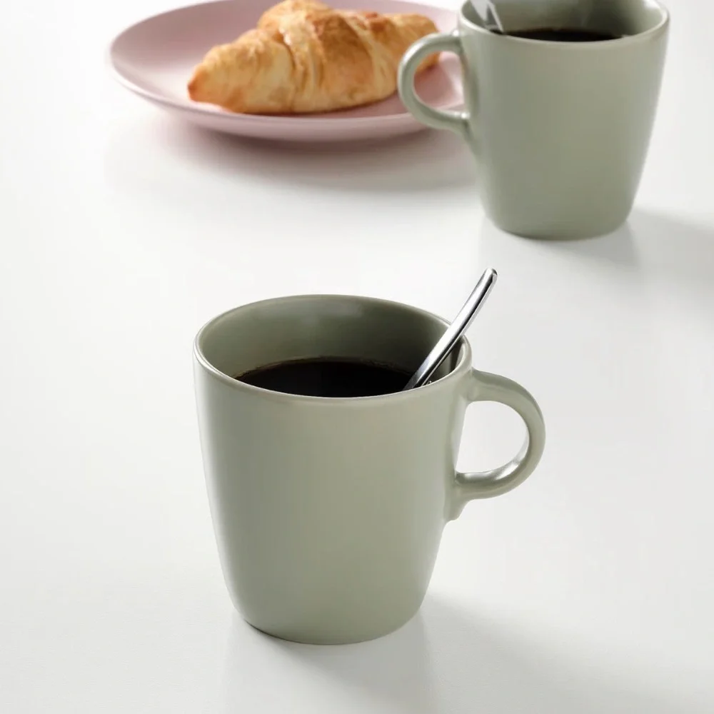 IKEA FÄRGKLAR series of dinnerware mugs Set of two 13 oz Matte Green